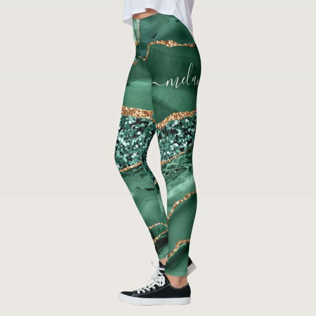 Användarnamn för Emerald Grönt Guld Glitter Leggin Leggings (Vänster)