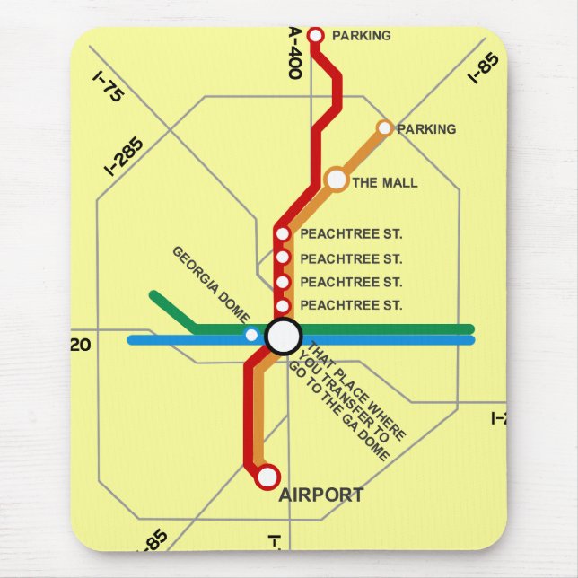 Användbar Atlanta tunnelbanankarta Musmatta (Framsidan)