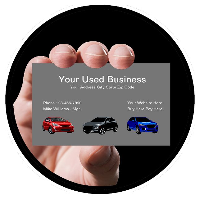 Använt bilåterförsäljare - enkel bil visitkort (Used Car Dealer Business Cards)