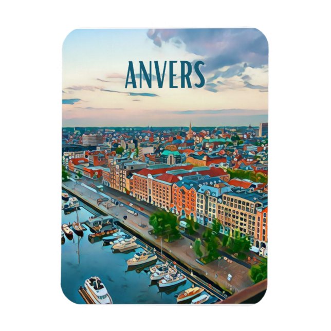 Anvers Belgique Photo Vintage Magnet (Vertikal)