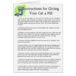 "Anvisningar för den GivingYour katten en Pill ", Hälsningskort