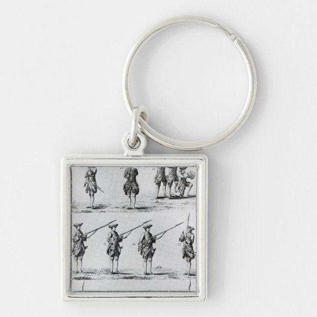 Anvisningar för en bajonettdrillborr fyrkantig silverfärgad nyckelring (Framsidan)