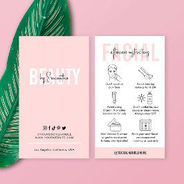 Anvisningar för kvinnlig Rosa Salon Face Aftercare Visitkort