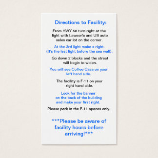 Anvisningar till anläggningen i Okinawa Visitkort