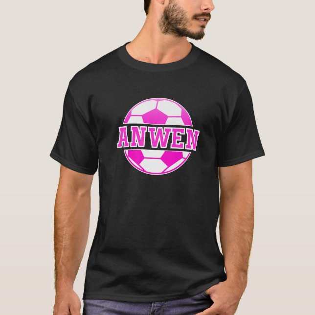 Anwen Namn Girls-fotbollsspelare spelar fotbollssp T Shirt (Framsida)