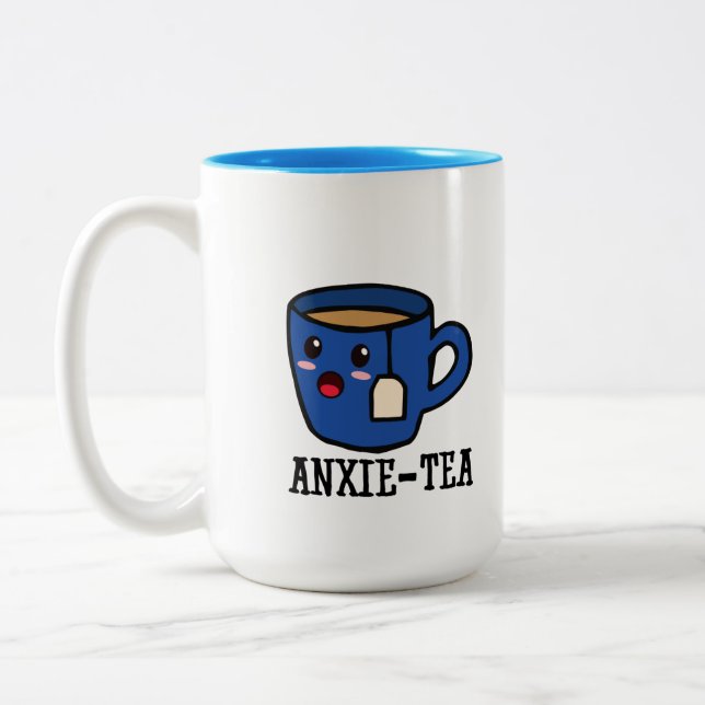 Anxie-tea, psykisk ohälsa Pun Två-Tonad Mugg (Vänster)