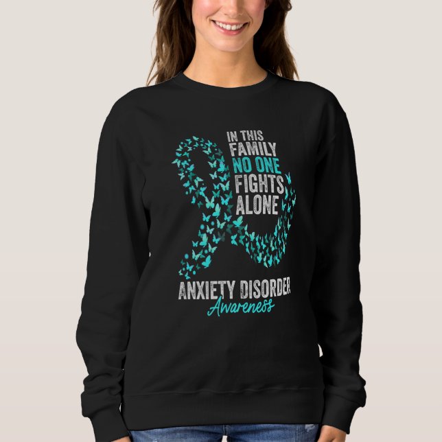 Anxiety Disorder Awareness Month Butterflies Teal  T Shirt (Framsida)