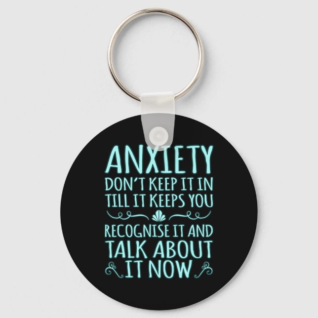 Anxiety Talk Om IT PTFD Awareness Ribbon Supply Nyckelring (Framsida)