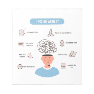 Anxiety Tips Minimal Mental Health Art Anteckningsblock