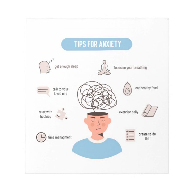 Anxiety Tips Minimal Mental Health Art Anteckningsblock (Framsida)