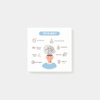 Anxiety Tips Minimal Mental Health Art Post-it Block