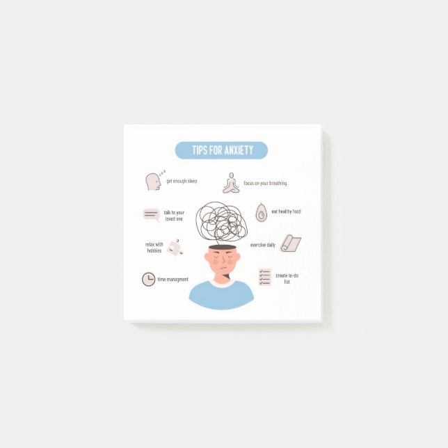 Anxiety Tips Minimal Mental Health Art Post-it Block (Framsida)