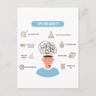 Anxiety Tips Minimal Mental Health Art Vykort