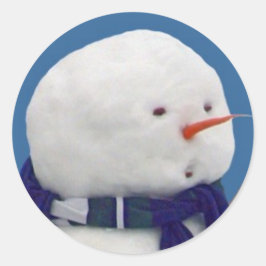 Anxious Snögubbe Selfie Runt Klistermärke
