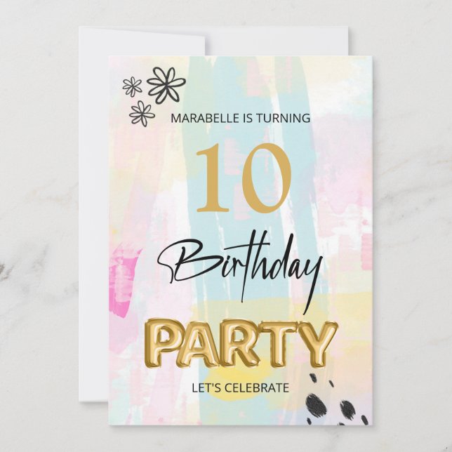 *~* ANY AGE Abstrakt Doodle Pastel Push Inbjudningar (Framsida)