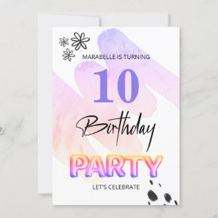 *~* ANY AGE Abstrakt Doodle Watercolor Birthday Inbjudningar