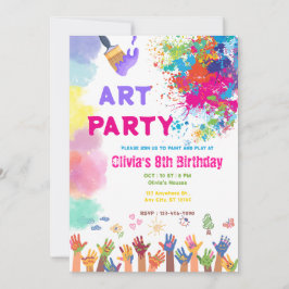 ANY AGE Art Party Paint Party Birthday Inbjudningar