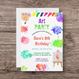 ANY AGE Art Party Paint Party Birthday Inbjudningar