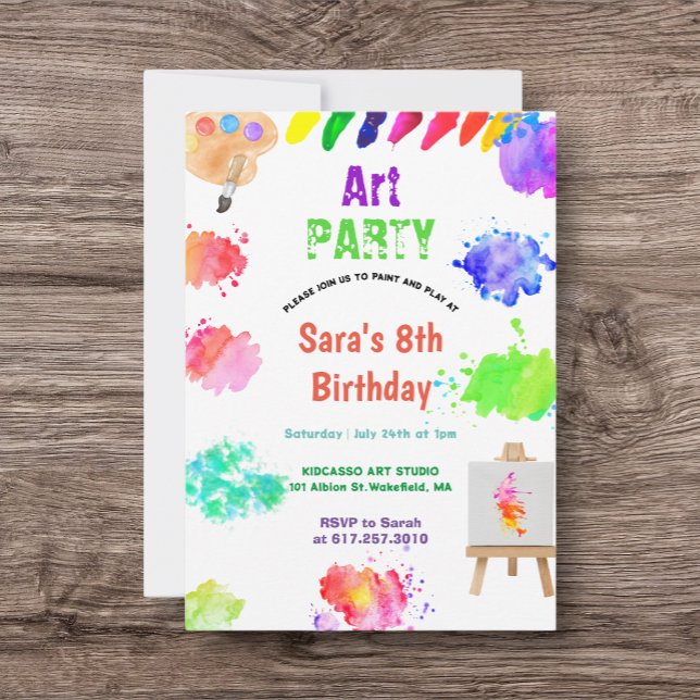 ANY AGE Art Party Paint Party Birthday Inbjudningar (Skapare uppladdad)