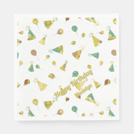 Any Age Birthday Celebration Silhouette Pattern Pappersservett