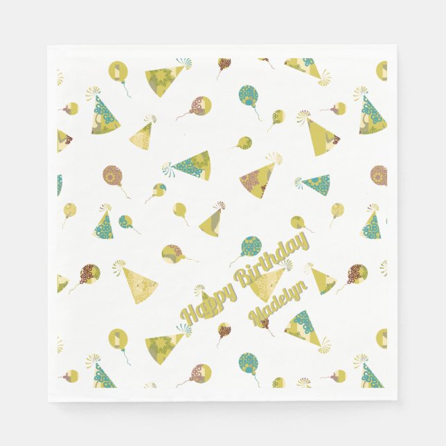 Any Age Birthday Celebration Silhouette Pattern Pappersservett (Framsidan)