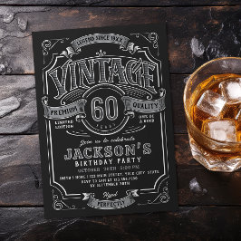 Any Age Black White Vintage Birthday Inbjudningar