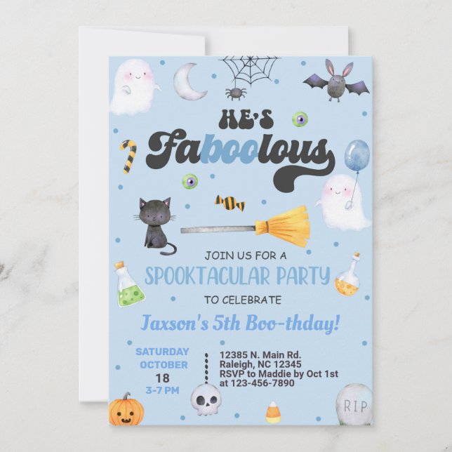 ANY AGE fa-boo-lous Halloween boyboyboo-thday inbj Inbjudningar (Framsida)