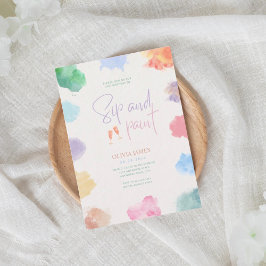 Any age sip and paint birthday  inbjudningar