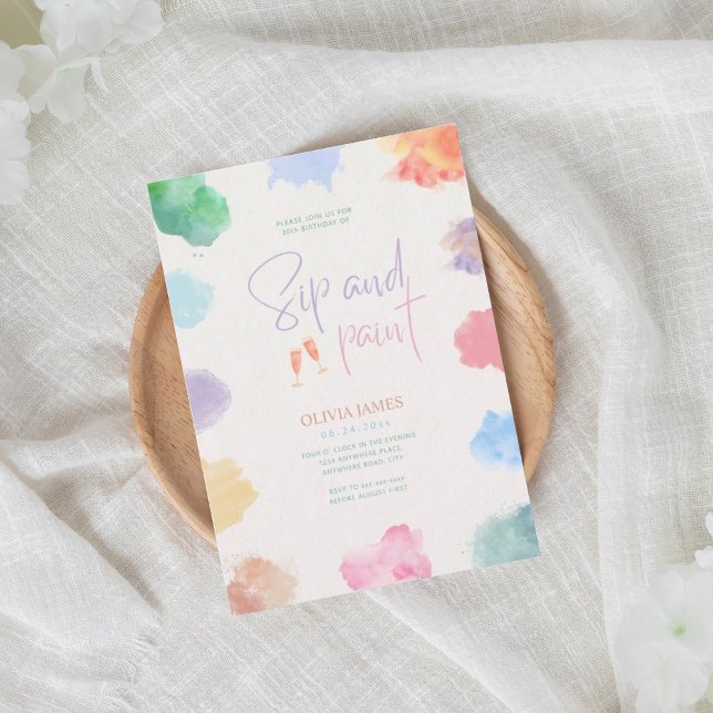 Any age sip and paint birthday  inbjudningar (Skapare uppladdad)