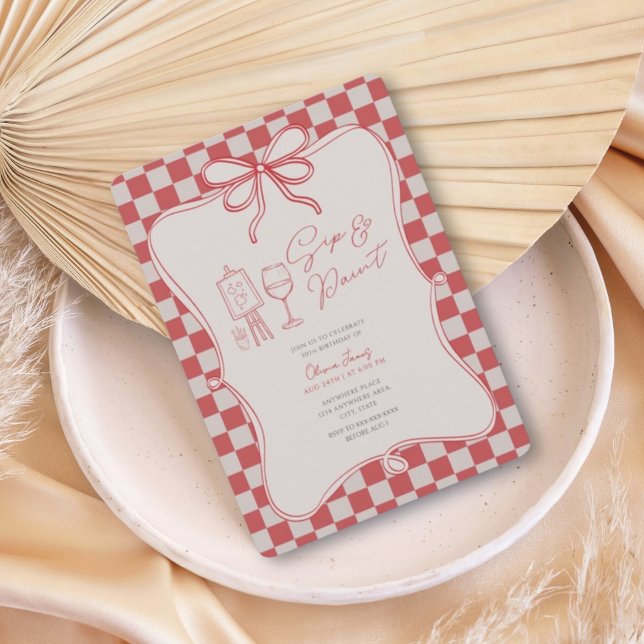 Any age Sip and paint birthday Inbjudningar (Skapare uppladdad)