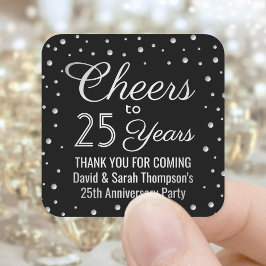 ANY Anniury Cheers Elegant Black and White Fyrkantigt Klistermärke