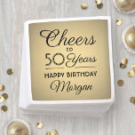 ANY Birthday Cheers Elegant Black & Faux Gold Foil Pappersservett<br><div class="desc">Lägg till en personlig för elegant till dekorationer för födelsedagsfest med dessa pappra blöjor för snyggt svart och faux guld. Design har modern manusgrafi för skript som kan redigeras "Skål till 50 år" på en enkel och snyggt metallisk folie som ser bakgrunden. Den här mallen har skapats för ett gyllene...</div>