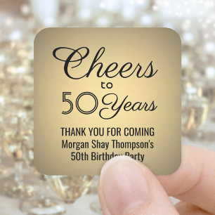 ANY Birthday Cheers Elegant Black & Guld Faux Foil Fyrkantigt Klistermärke