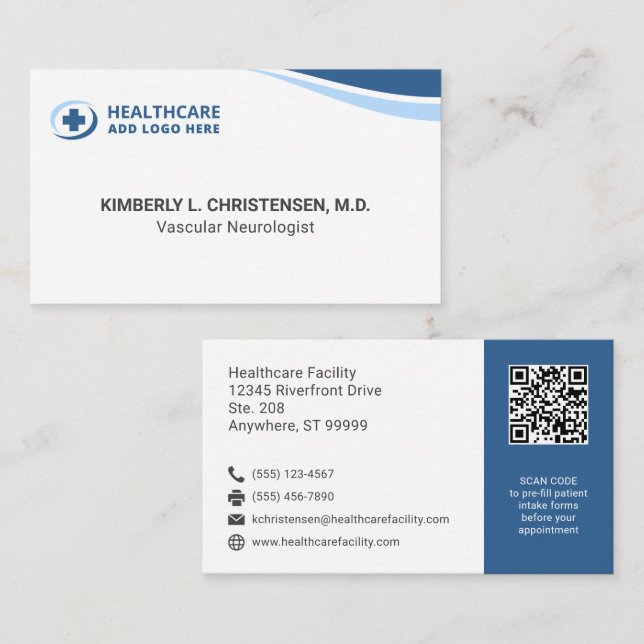 Any Color Professional Medical Business Card Visitkort (Fram/baksida)