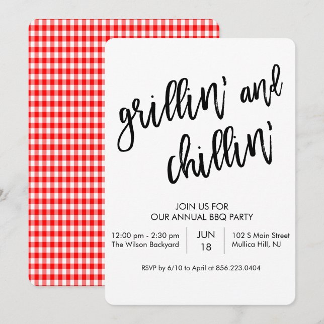 ANY FÄRG - Grillin och Chillin BBQ-inbjudan Inbjudningar (Fram/baksida)