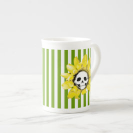 ANY FÄRG RAND Skull Solrosétea Kopp Benporslin Mugg