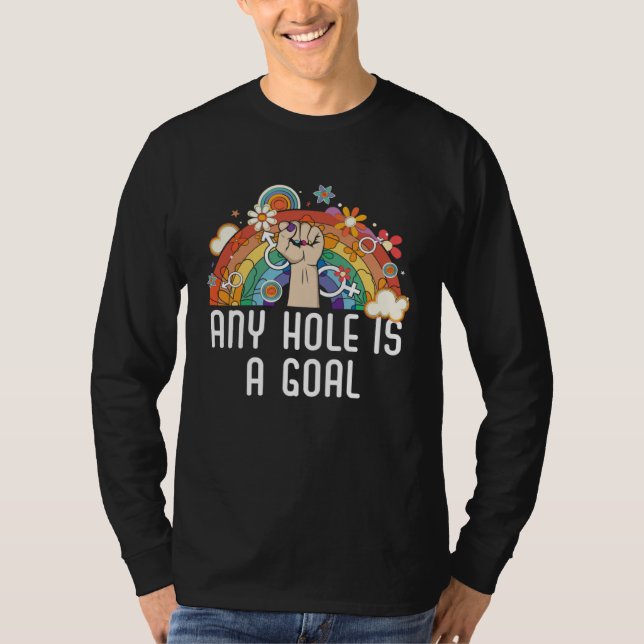 Any Hole Is A Goal Bisexual Rainbow Pride Bisexual T Shirt (Framsida)