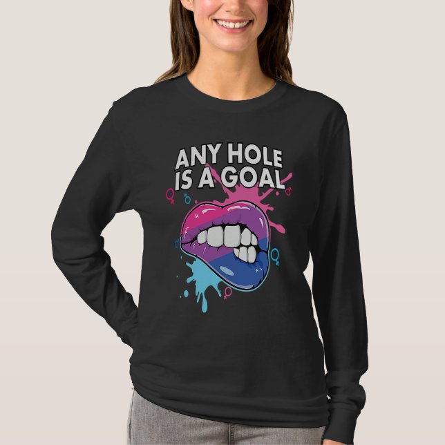 Any Hole Is A Goal Bisexual Rainbow Pride Bisexual T Shirt (Framsida)
