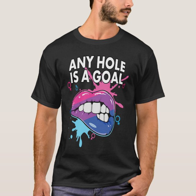 Any Hole Is A Goal Bisexual Rainbow Pride Bisexual T Shirt (Framsida)