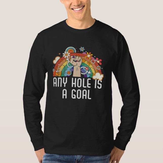 Any Hole Is A Goal Bisexual Rainbow Pride Bisexual T Shirt (Framsida)