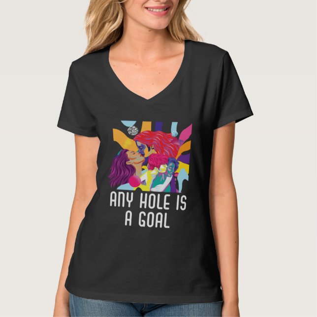 Any Hole Is A Goal Bisexual Rainbow Pride Bisexual T Shirt (Framsida)