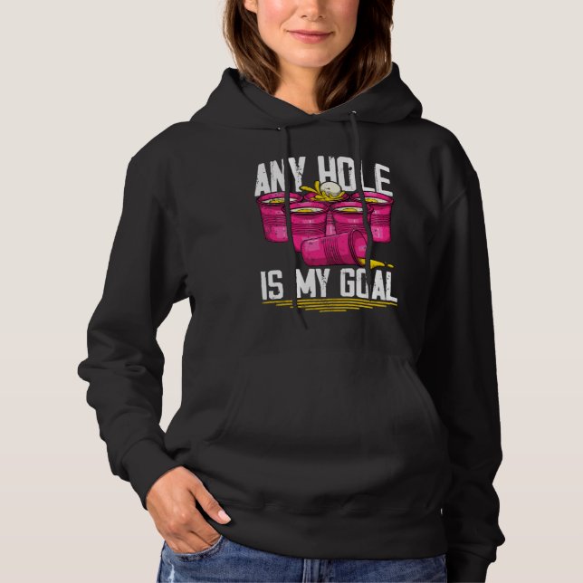 Any Hole Is My Goal  Beer Pong T Shirt (Framsida)