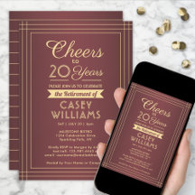 ANY Number Pension Party Cheers Burgundy & Guld