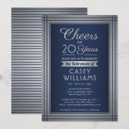 ANY Number Pension Party Cheers Navy Blue Inbjudningar