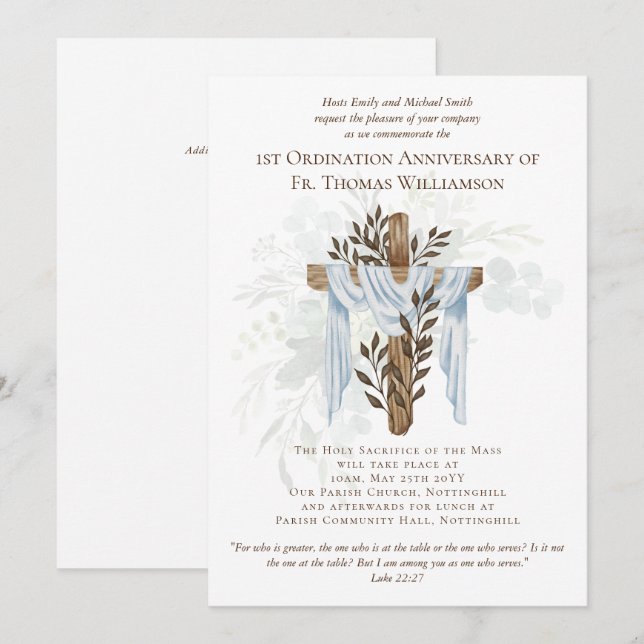 ANY Ordination Annibröllopsinbjudan Rustic Wood (Fram/baksida)