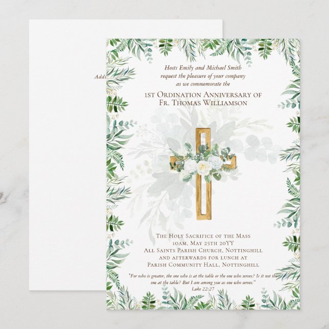 ANY Ordination Annibröllopsinbjudan Rustic Wood (Fram/baksida)