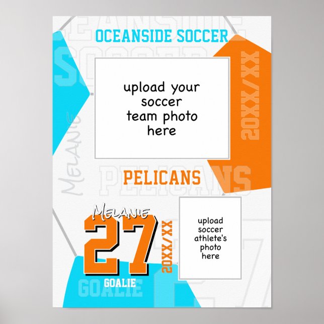 ANY team colors soccer team + athlete photo Poster (Framsidan)