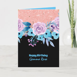 ANY TILLFÄLLE Girly Rosegold Rosa Glitter Kort