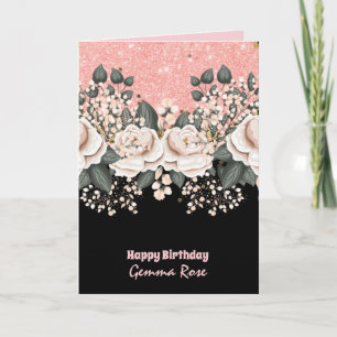 ANY TILLFÄLLE Girly Rosegold Rosa Glitter Kort