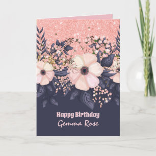 ANY TILLFÄLLE Girly Rosegold Rosa Glitter Kort